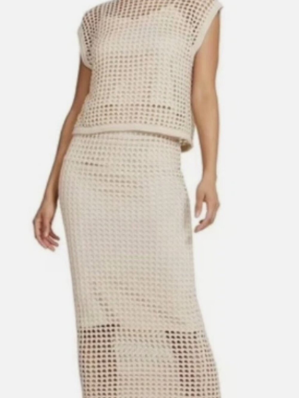 Steve Madden 2 Piece Crochet Top & Maxi Skirt Set- Medium